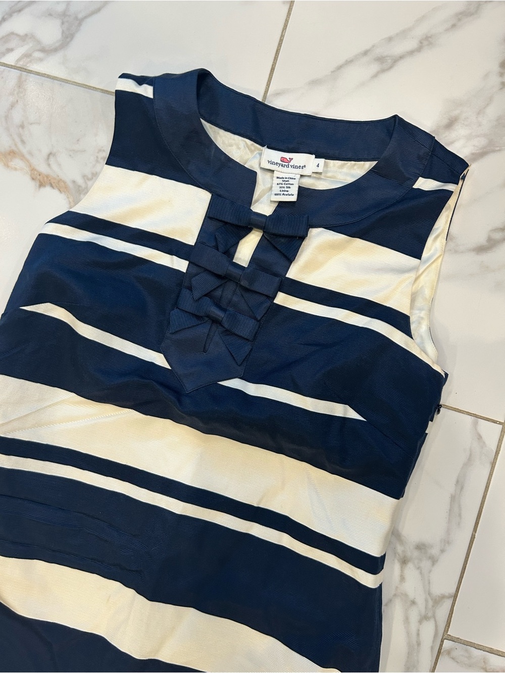 Vineyard Vines Striped Sheath with Bows Size 4